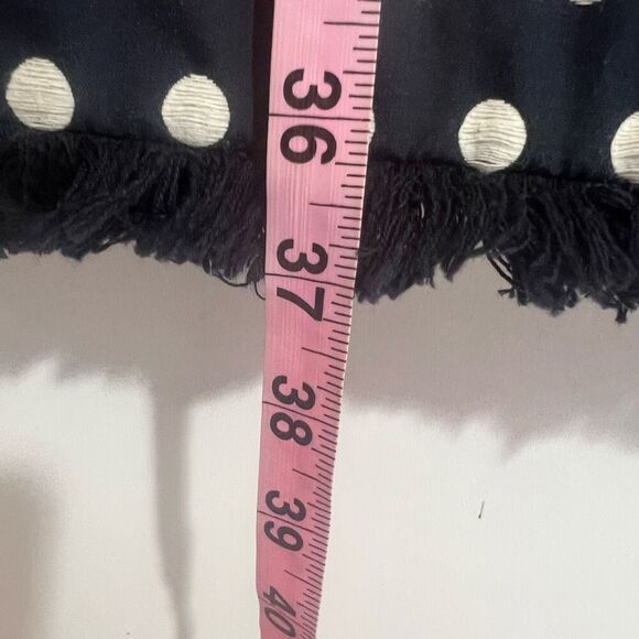 Tory Burch Navy Blue Evelyn Polka Dot Jacquard Sheath Dress Size 4 Fringe - Picture 9 of 12